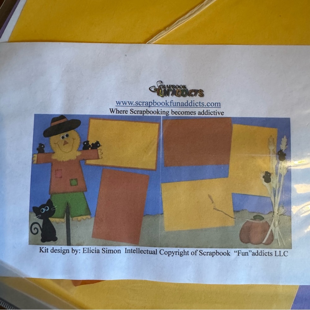 NWOT Scarecrow scrapbook Kit - Brown and Orange